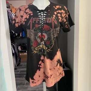 NWOT Affliction Bling Tie Dye Short Sleeve T-Shirt